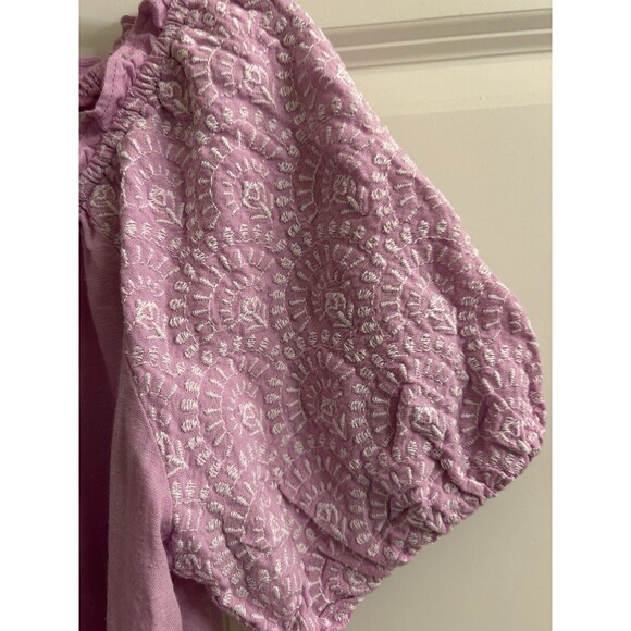 Cato Women’s Pink Puff Sleeve Embroidered Boho Peasant Top Size S - Picture 3 of 6